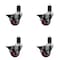 Service Caster 3'' Red Poly Swivel 1-5/8'' Expanding Stem Caster Set with Brake, 4PK SCC-EX20S314-PPUB-RED-PLB-158-4 - alternate 1